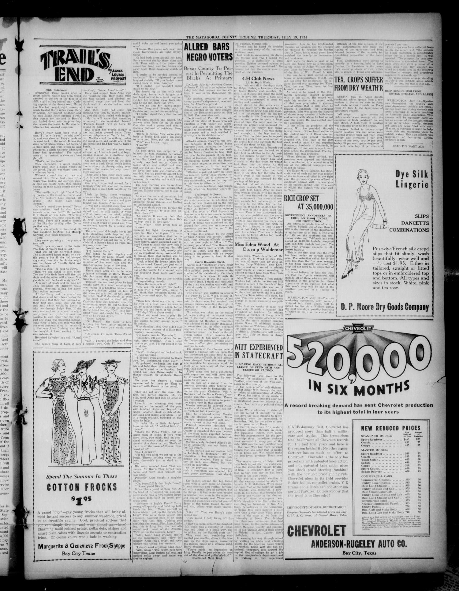 The Matagorda County Tribune (Bay City, Tex.), Vol. 89, No. 1, Ed. 1 Thursday, July 19, 1934
                                                
                                                    [Sequence #]: 3 of 8
                                                