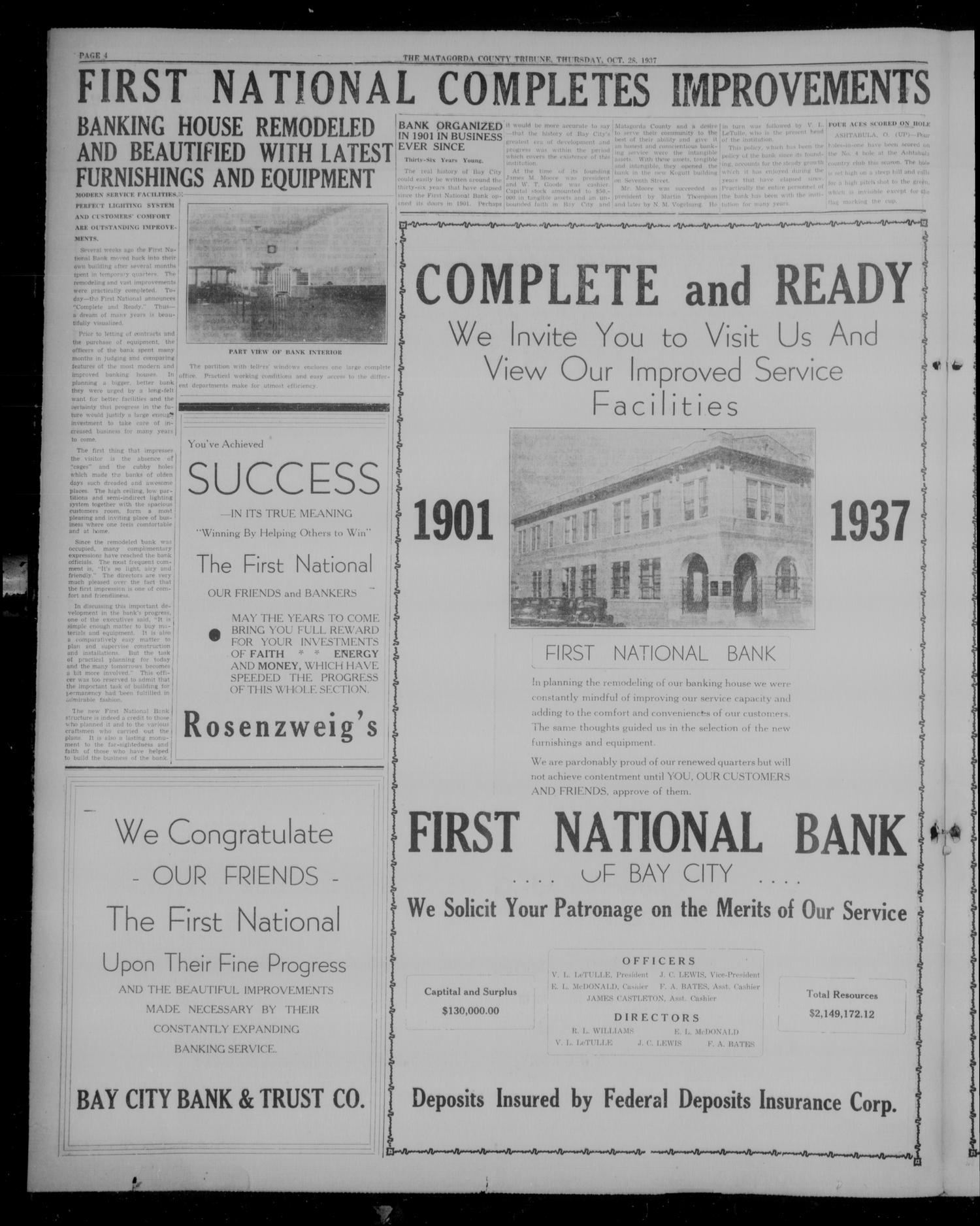 The Matagorda County Tribune (Bay City, Tex.), Vol. 92, No. 16, Ed. 1 Thursday, October 28, 1937
                                                
                                                    [Sequence #]: 4 of 8
                                                