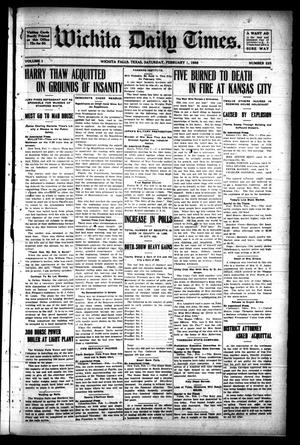 Primary view of object titled 'Wichita Daily Times. (Wichita Falls, Tex.), Vol. 1, No. 225, Ed. 1 Saturday, February 1, 1908'.