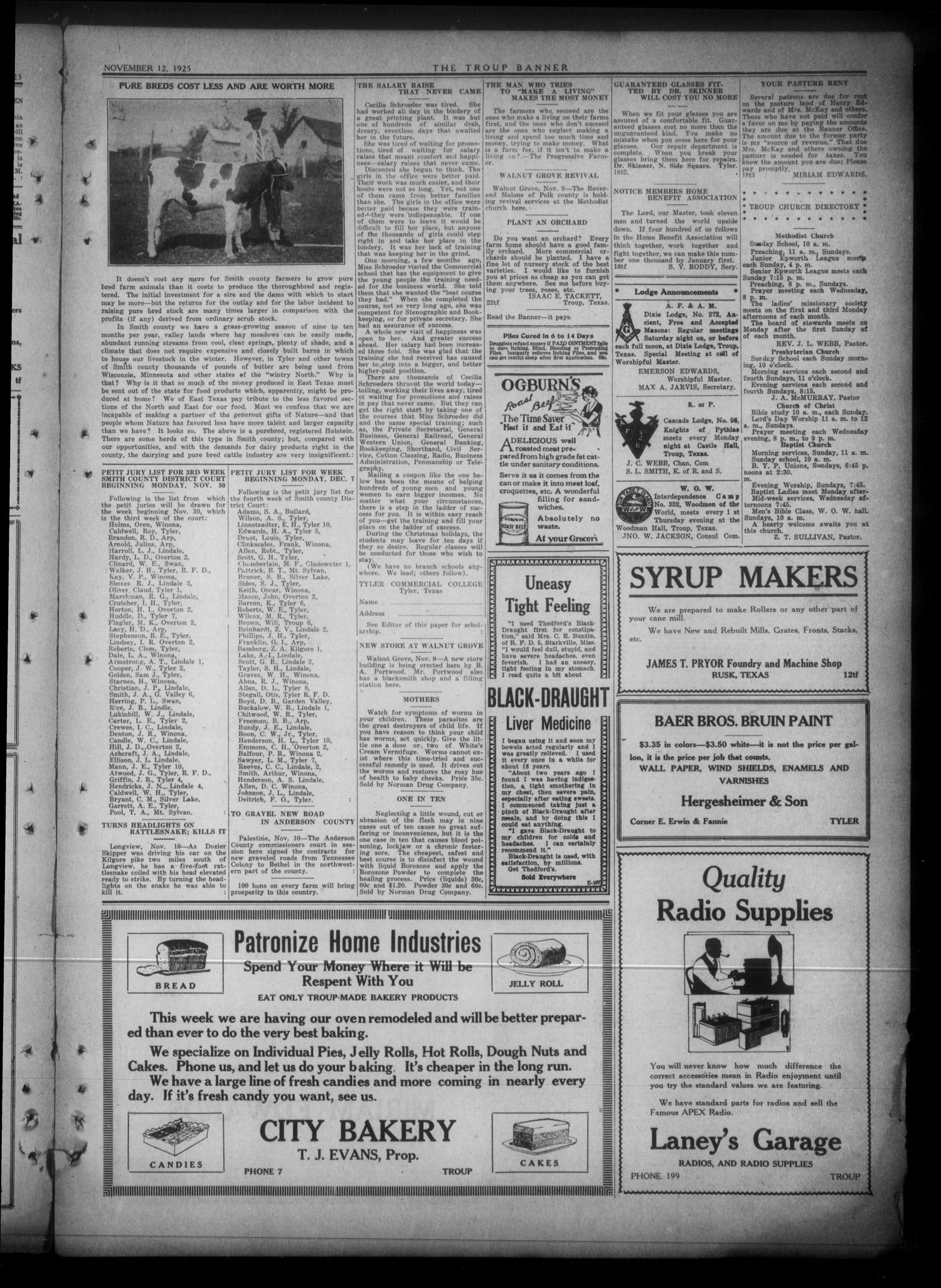 The Troup Banner (Troup, Tex.), Vol. 32, No. 20, Ed. 1 Thursday, November 12, 1925
                                                
                                                    [Sequence #]: 3 of 8
                                                