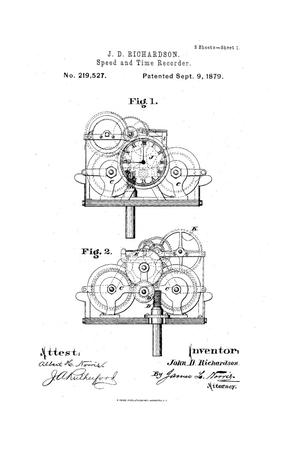Primary view of object titled 'Improvement in Speed and Time Recorders.'.