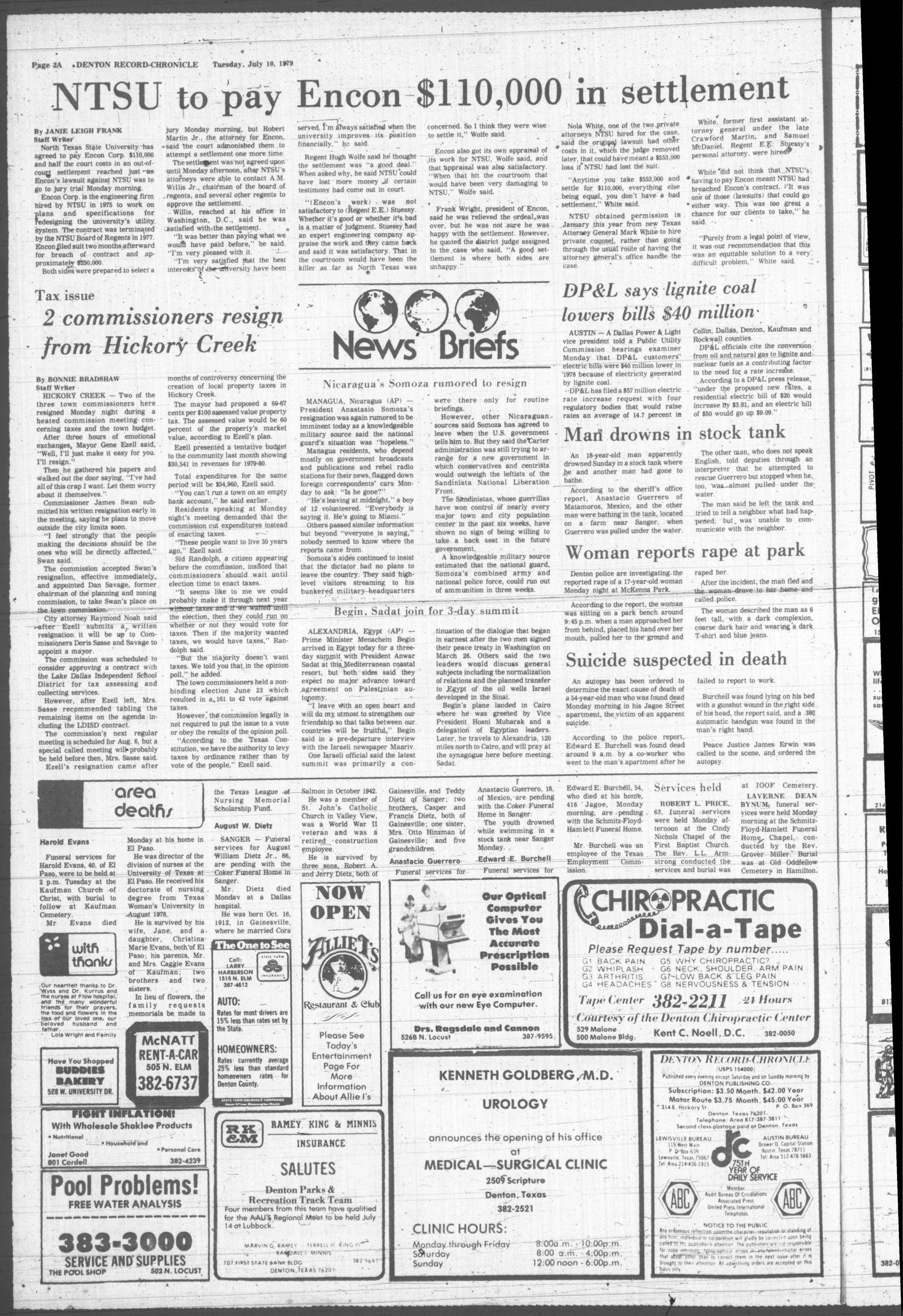 Denton Record-Chronicle (Denton, Tex.), Vol. 76, No. 293, Ed. 1 Tuesday, July 10, 1979
                                                
                                                    [Sequence #]: 2 of 16
                                                