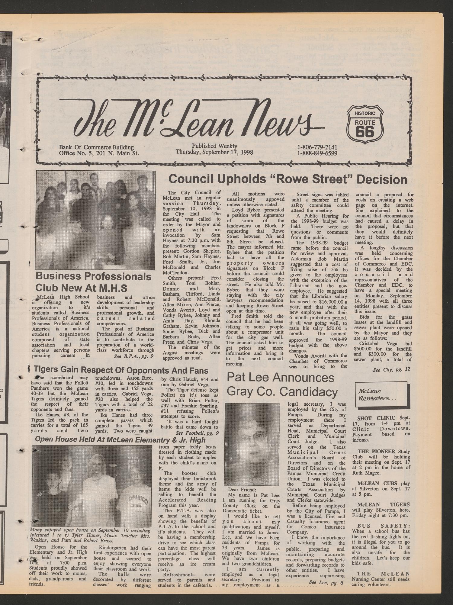 The Groom News (Groom, Tex.), Vol. 72, No. 20, Ed. 1 Thursday, September 17, 1998
                                                
                                                    [Sequence #]: 7 of 12
                                                