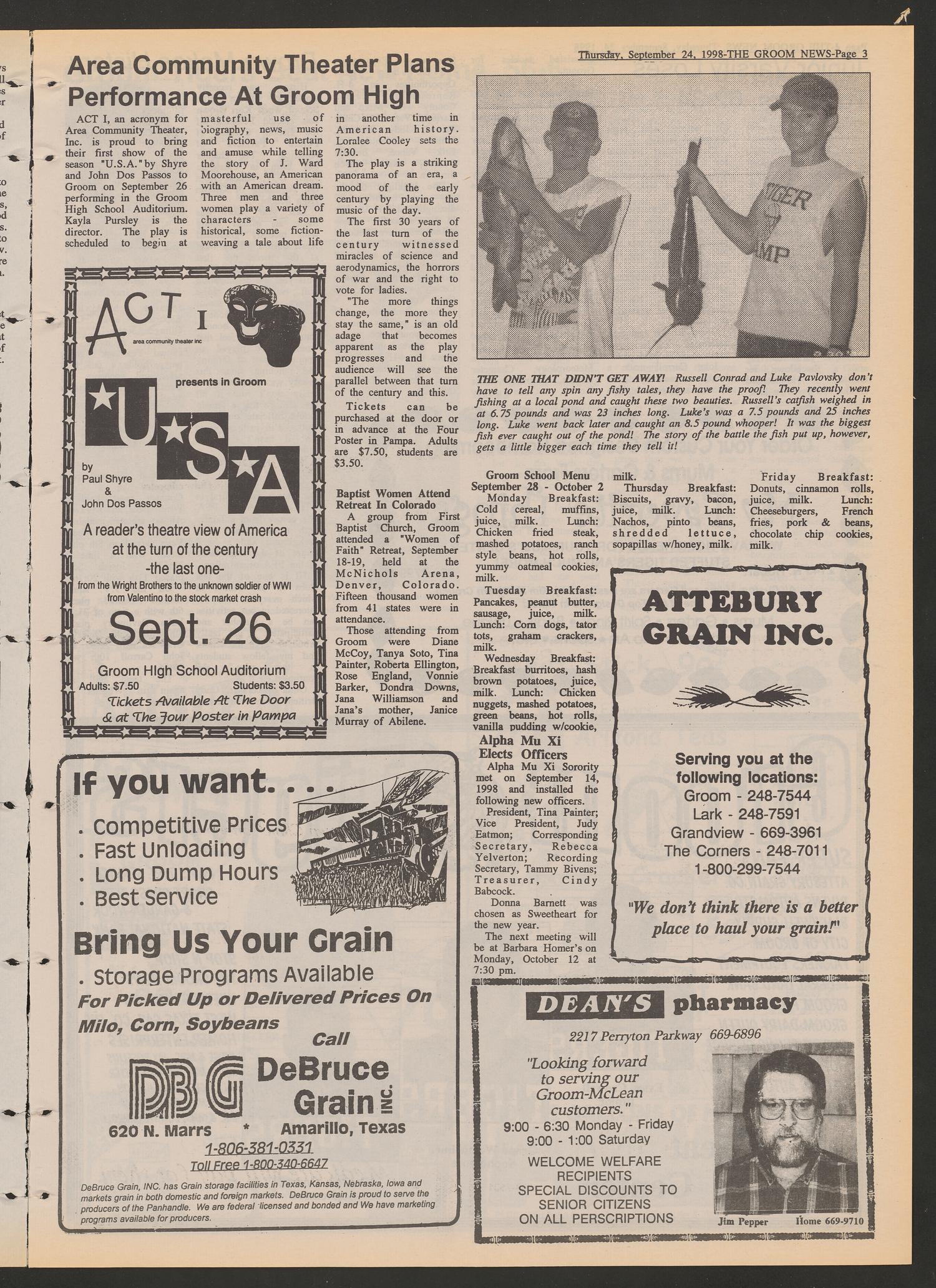 The Groom News (Groom, Tex.), Vol. 72, No. 21, Ed. 1 Thursday, September 24, 1998
                                                
                                                    [Sequence #]: 3 of 12
                                                