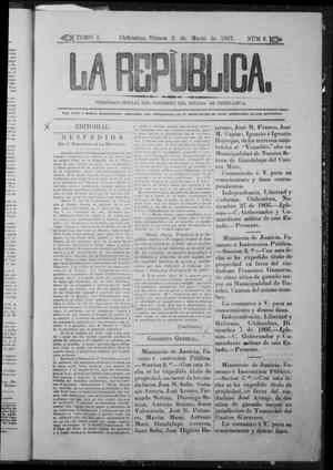 Primary view of object titled 'La Repùblica. (Chihuahua, Mexico), Vol. 1, No. 8, Ed. 1 Friday, March 8, 1867'.