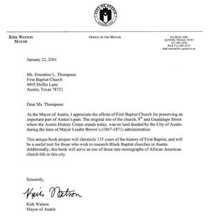 Letter from Kirk Watson, Mayor of Austin