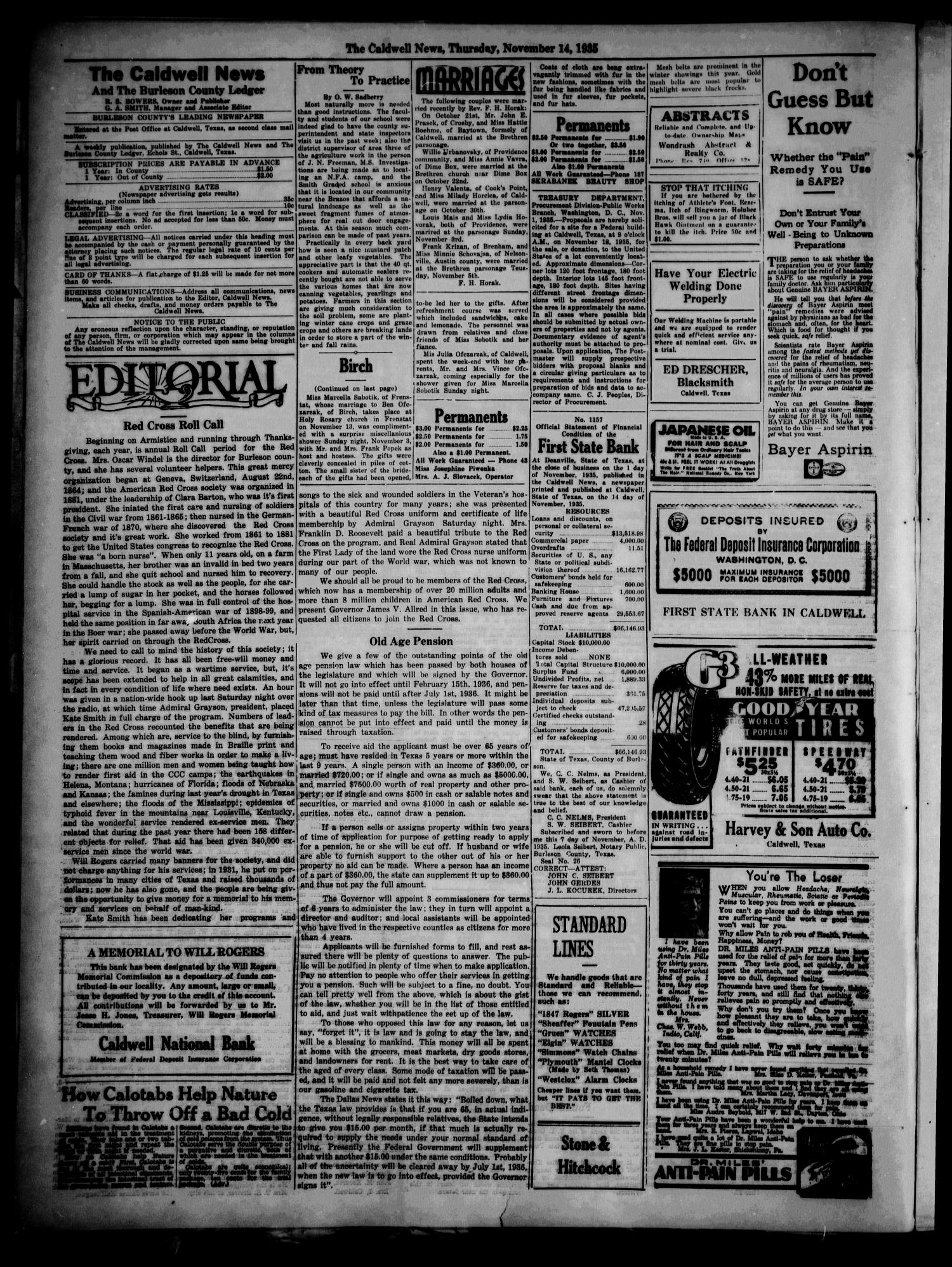 The Caldwell News and The Burleson County Ledger (Caldwell, Tex.), Vol. 50, No. 34, Ed. 1 Thursday, November 14, 1935
                                                
                                                    [Sequence #]: 2 of 6
                                                