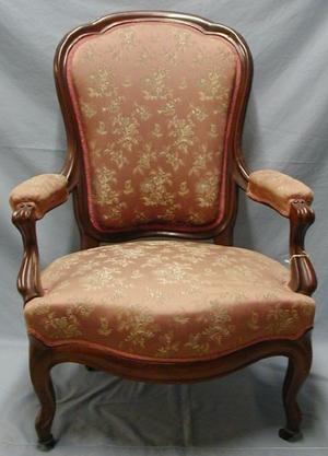 [Armchair upholstered in pinkish brown fabric]