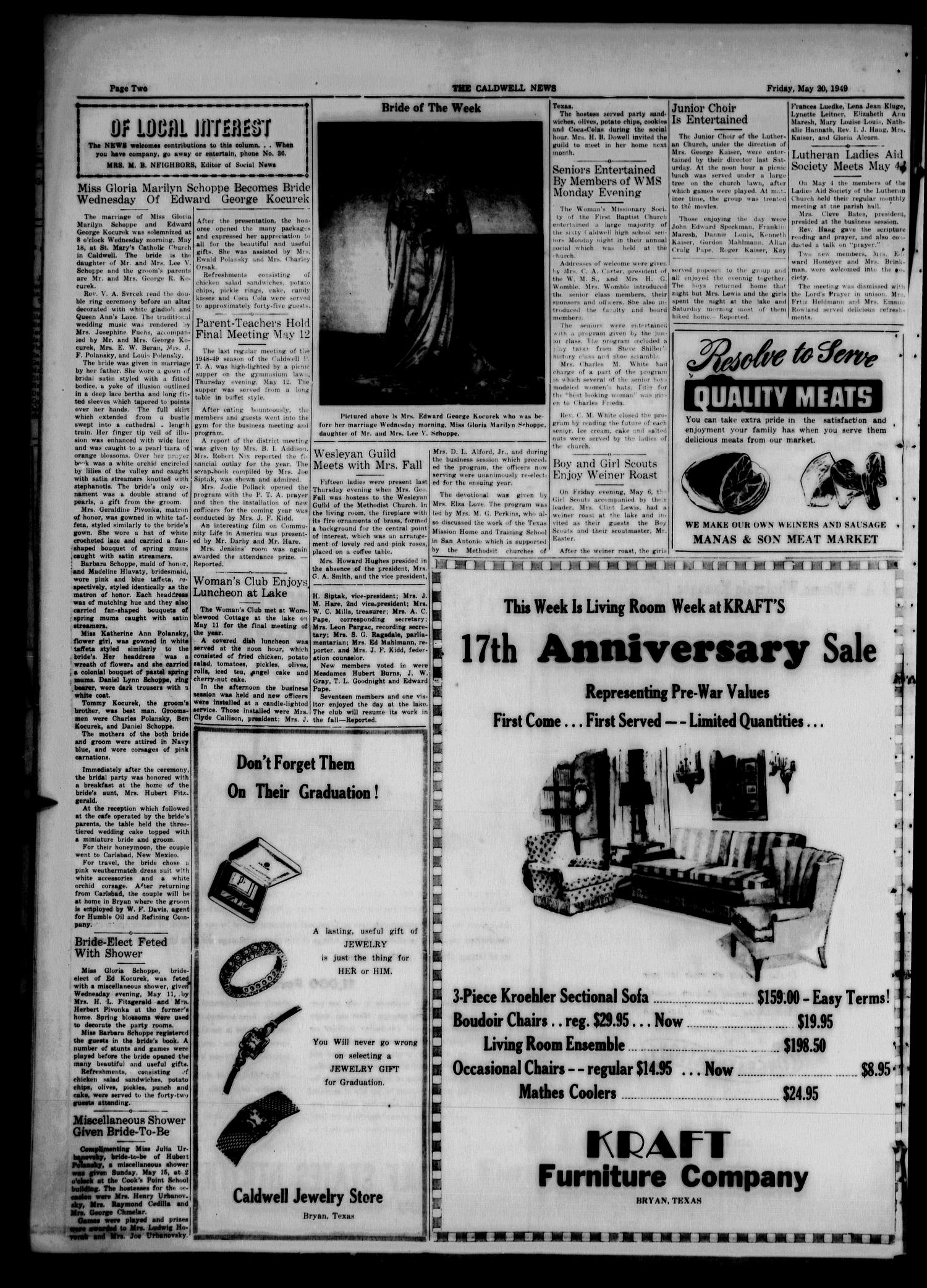 The Caldwell News and The Burleson County Ledger (Caldwell, Tex.), Vol. 62, No. 42, Ed. 1 Friday, May 20, 1949
                                                
                                                    [Sequence #]: 4 of 16
                                                