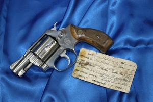 Primary view of object titled '[Image of the pistol used to murder Police Officer Gary D. Harl]'.