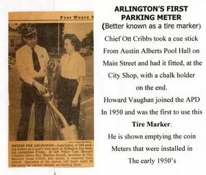 [Arlington's first parking meter, 1950s]