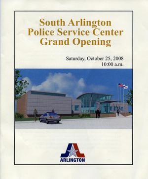 [South Arlington Police Service Center grand opening program]