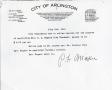 Thumbnail image of item number 1 in: '[City of Arlington document appointing Mrs. C.C. Rogers as the City Marshal of Arlington, view 2]'.
