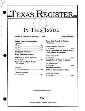 Texas Register, Volume 20, Number 14, Pages 1239-1308, February 21, 1995