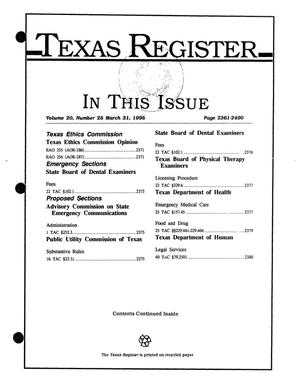 Texas Register, Volume 20, Number 25, Pages 2361-2490, March 31, 1995