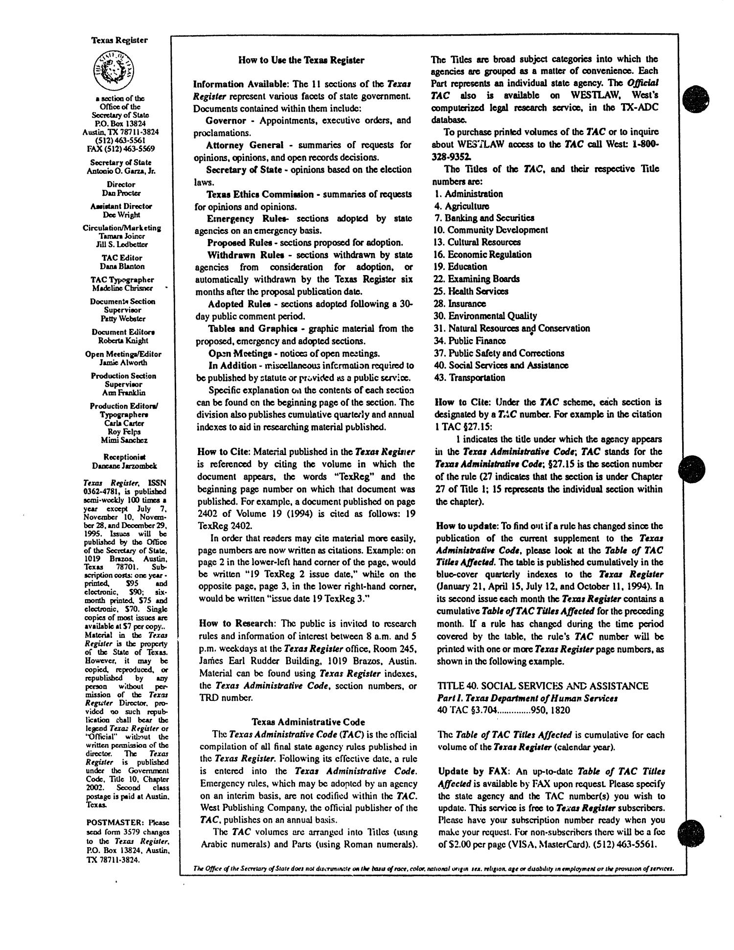Texas Register, Volume 20, Number 29, Part II, Pages 2821-2969, April 18, 1995
                                                
                                                    None
                                                