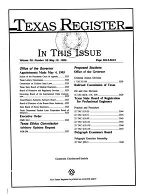 Primary view of object titled 'Texas Register, Volume 20, Number 36, Pages 3513-3612, May 12, 1995'.
