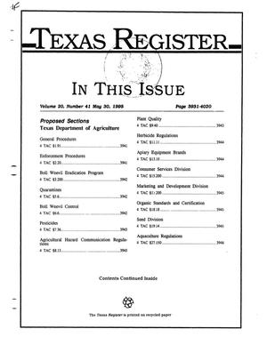 Primary view of object titled 'Texas Register, Volume 20, Number 41, Pages 3931-4020, May 30, 1995'.