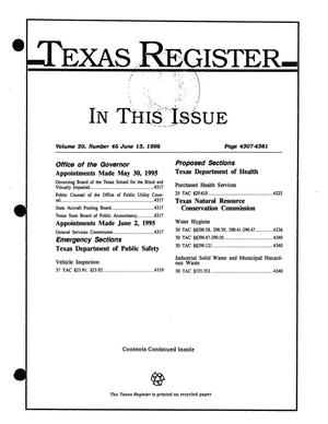 Primary view of object titled 'Texas Register, Volume 20, Number 45, Pages 4307-4381, June 13, 1995'.