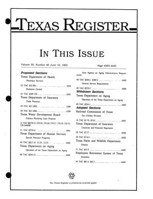 Primary view of object titled 'Texas Register, Volume 20, Number 46, Pages 4383-4445, June 16, 1995'.