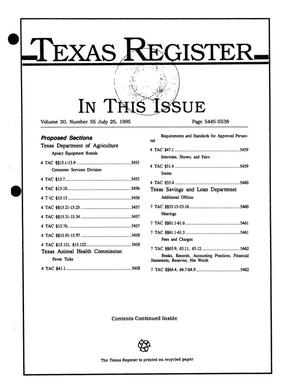 Texas Register, Volume 20, Number 55, Pages 5445-5538, July 25, 1995