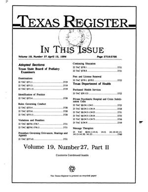 Texas Register, Volume 19, Number 27, (Part II), Pages 2719-2795, April 12, 1994