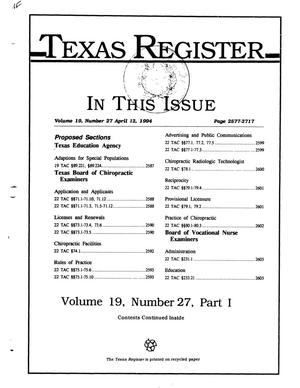 Texas Register, Volume 19, Number 27, (Part I), Pages 2577-2717, April 12, 1994