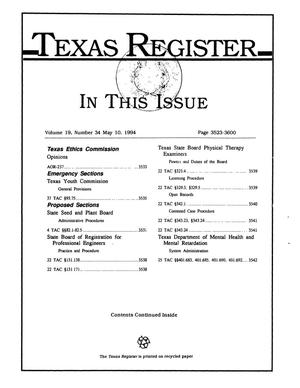 Texas Register, Volume 19, Number 34, Pages 3523-3600, May 10, 1994