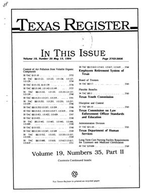 Texas Register, Volume 19, Number 35, (Part II), Pages 3703-3806, May 13, 1994
