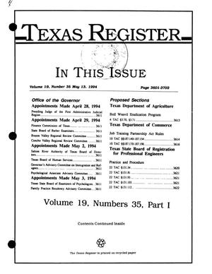 Texas Register, Volume 19, Number 35, (Part I), Pages 3601-3702, May 13, 1994