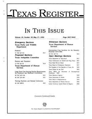 Texas Register, Volume 19, Number 36, Pages 3807-3842, May 17, 1994