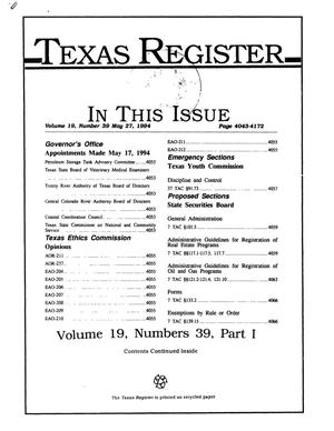 Texas Register, Volume 19, Number 39, Pages 4043-4172, May 27, 1994