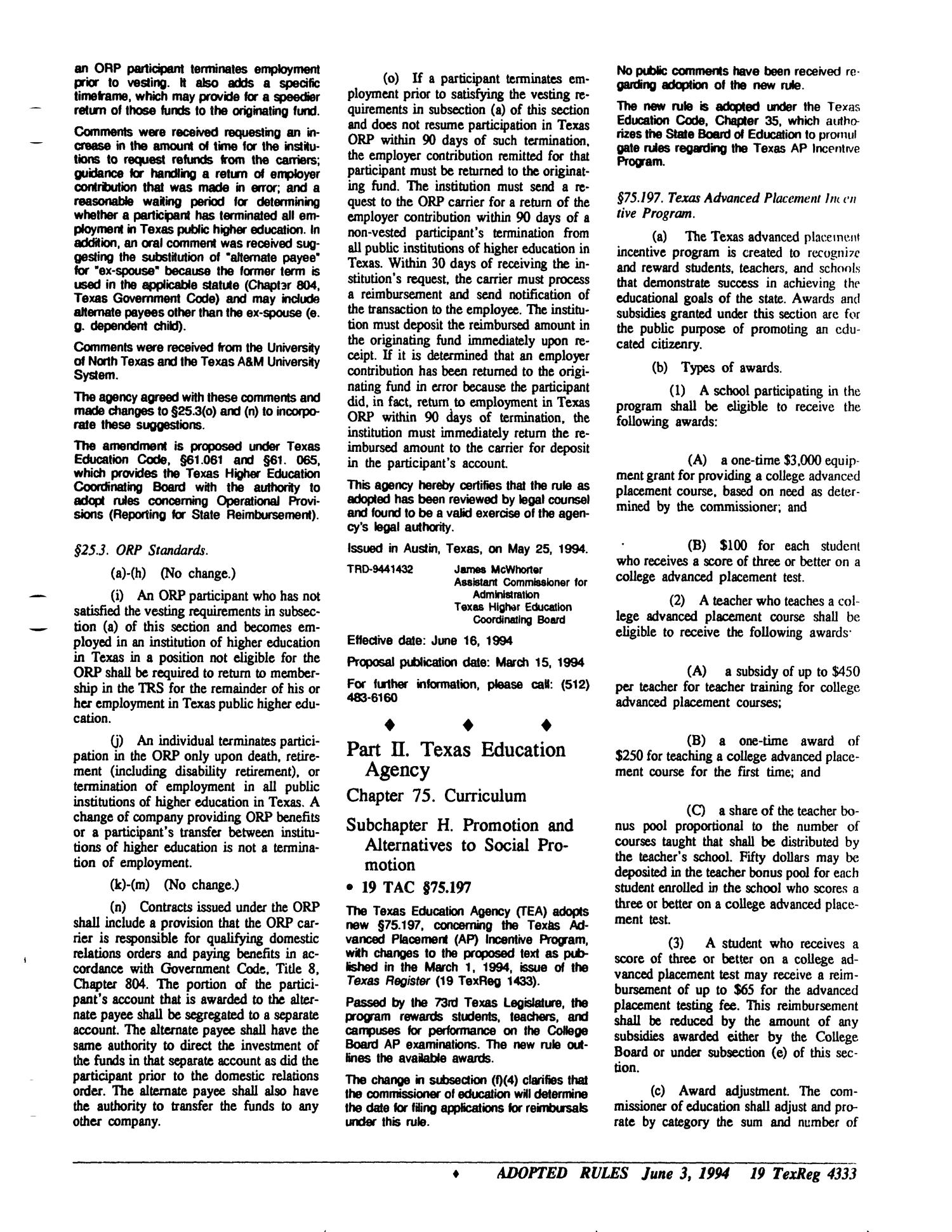 Texas Register, Volume 19, Number 41, Pages 4291-4362, June 3, 1994
                                                
                                                    4333
                                                