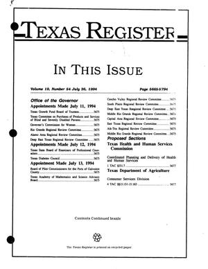 Primary view of object titled 'Texas Register, Volume 19, Number 54, Pages 5665-5794, July 26, 1994'.