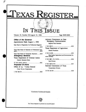 Texas Register, Volume 19, Number 59, Pages 6309-6396, August 12, 1994