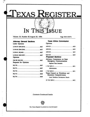 Texas Register, Volume 19, Number 62, Pages 6615-6675, August 23, 1994