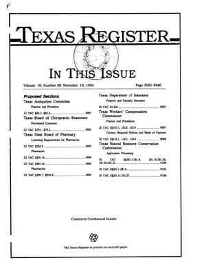 Texas Register, Volume 19, Number 85, Pages 9081-9246, November 18, 1994