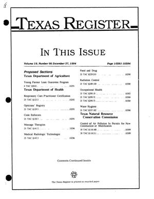 Texas Register, Volume 19, Number 95, Pages 10281-10394, December 27, 1994