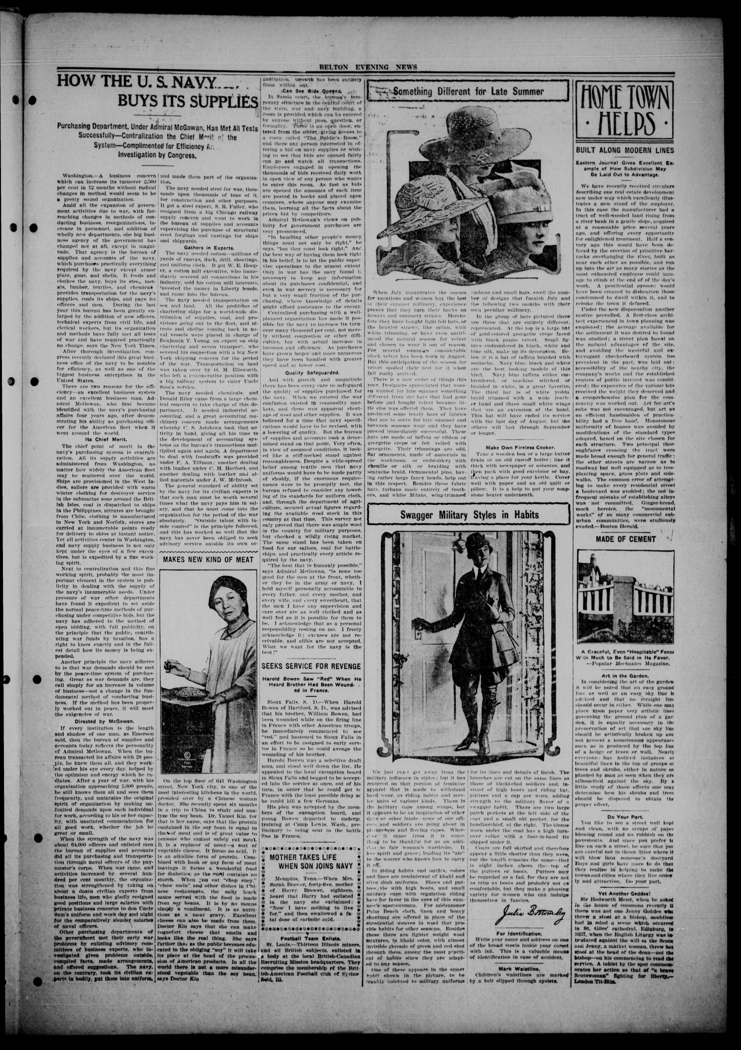 The Belton Evening News. (Belton, Tex.), Vol. 34, No. 249, Ed. 1 Wednesday, July 24, 1918
                                                
                                                    [Sequence #]: 3 of 4
                                                