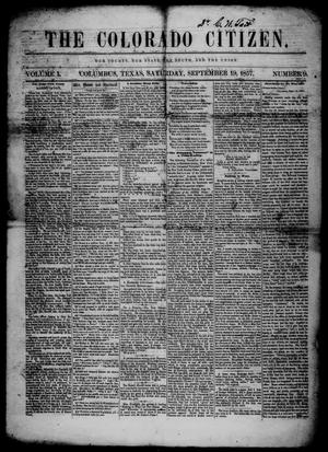 Primary view of object titled 'The Colorado Citizen (Columbus, Tex.), Vol. 1, No. 9, Ed. 1 Saturday, September 19, 1857'.