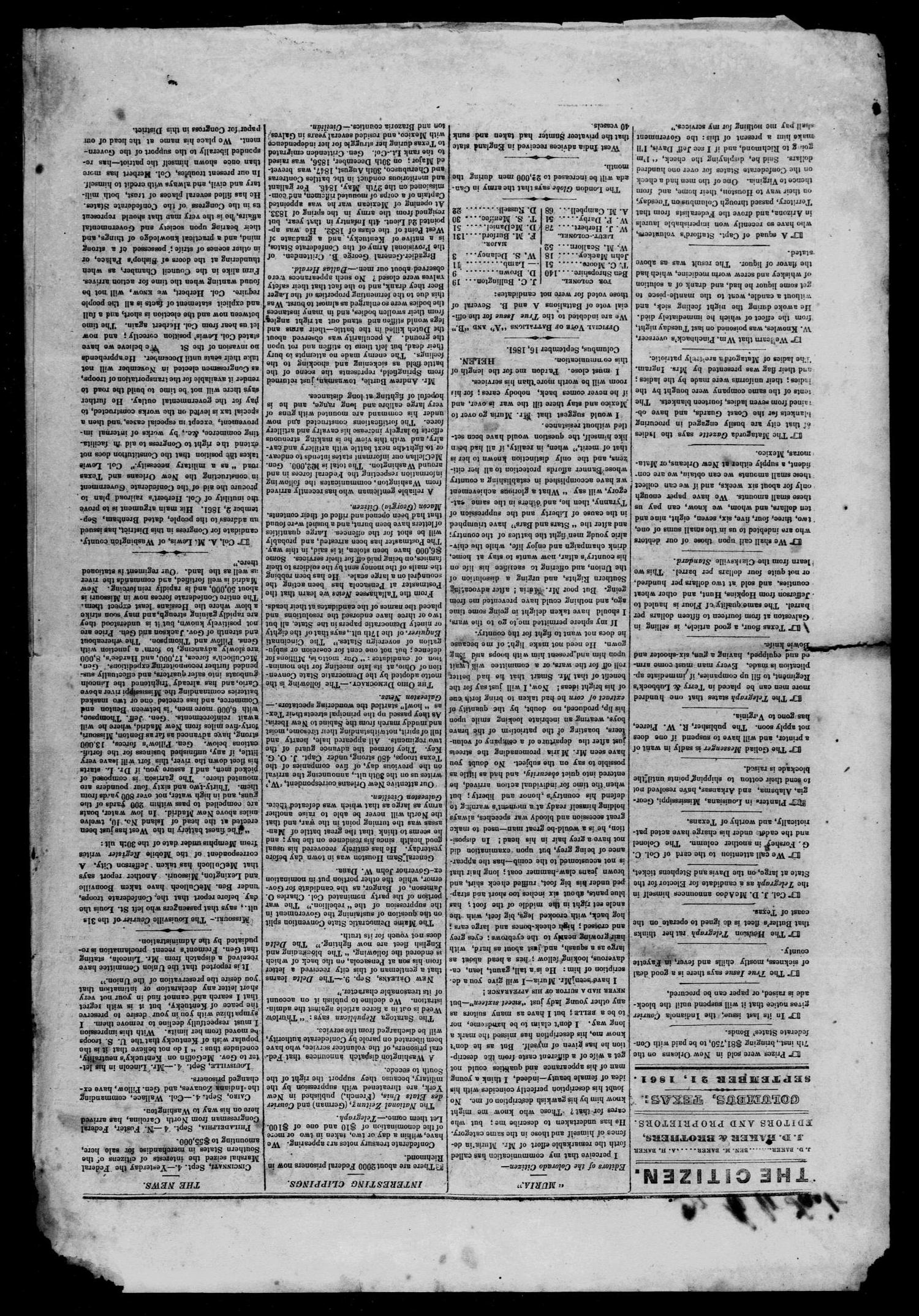 The Colorado Citizen (Columbus, Tex.), Vol. 4, No. 49, Ed. 1 Saturday, September 21, 1861
                                                
                                                    [Sequence #]: 2 of 4
                                                