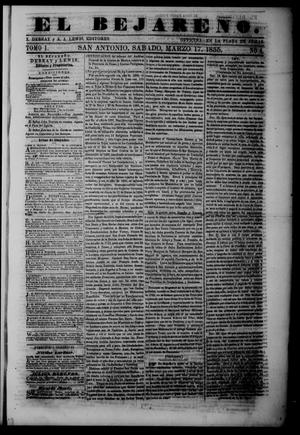 El Bejareño. (San Antonio, Tex.), Vol. 1, No. 4, Ed. 1 Saturday, March 17, 1855