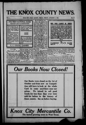 The Knox County News (Knox City, Tex.), Vol. 4, No. 37, Ed. 1 Friday, October 2, 1908