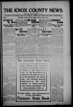 The Knox County News (Knox City, Tex.), Vol. 6, No. 13, Ed. 1 Friday, April 29, 1910