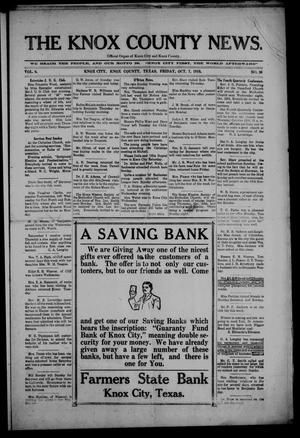 The Knox County News (Knox City, Tex.), Vol. 6, No. 36, Ed. 1 Friday, October 7, 1910