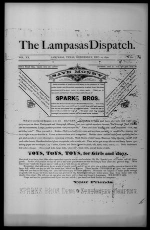 The Lampasas Dispatch (Lampasas, Tex.), Vol. 20, No. 8, Ed. 1 Wednesday, December 10, 1890