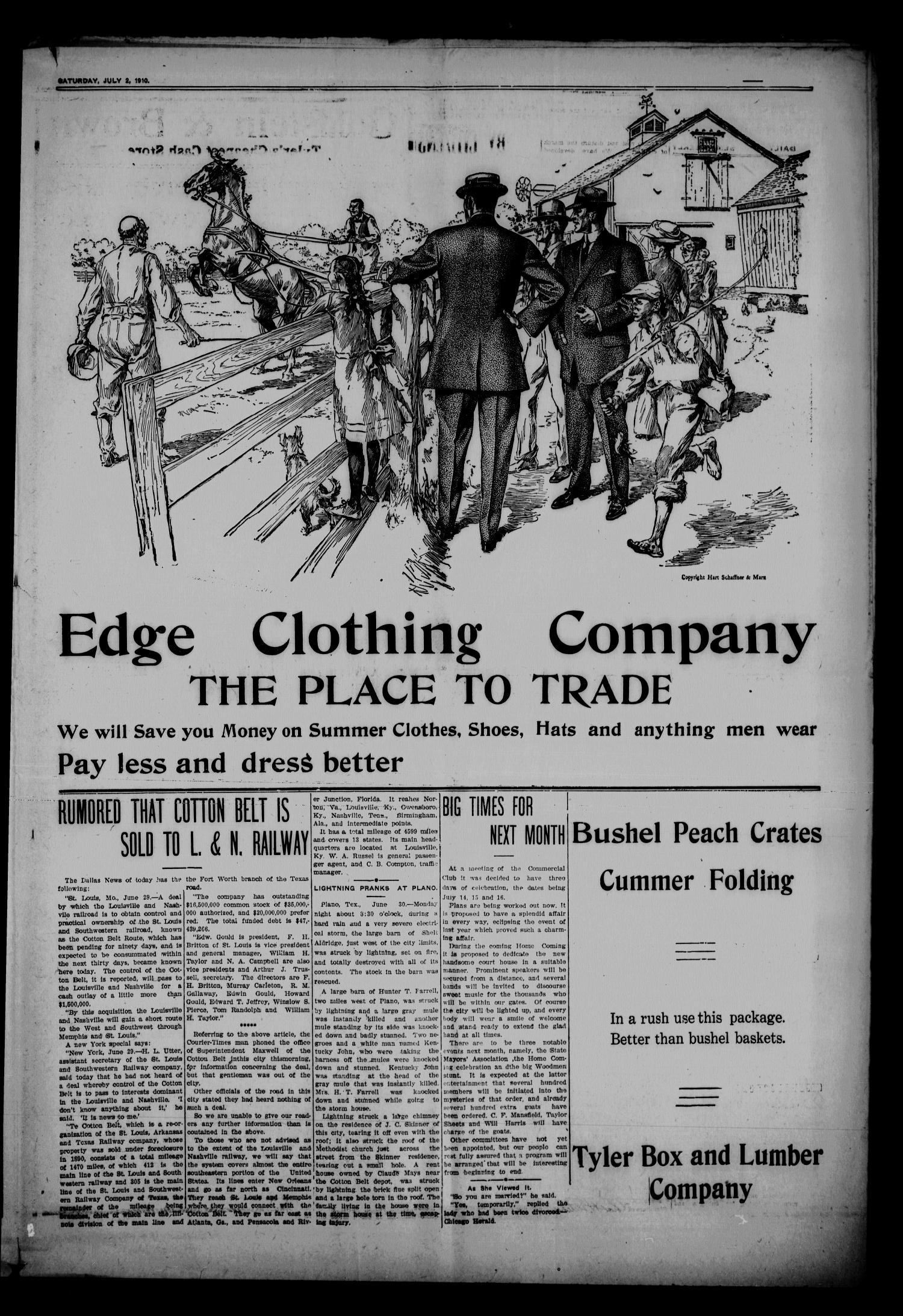 Semi-Weekly Courier-Times. (Tyler, Tex.), Vol. 27, No. 53, Ed. 1 Saturday, July 2, 1910
                                                
                                                    [Sequence #]: 5 of 8
                                                