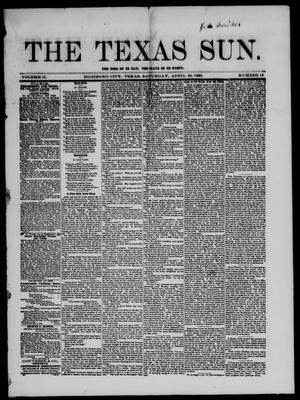 Primary view of object titled 'The Texas Sun. (Richmond, Tex.), Vol. 2, No. 16, Ed. 1 Saturday, April 26, 1856'.