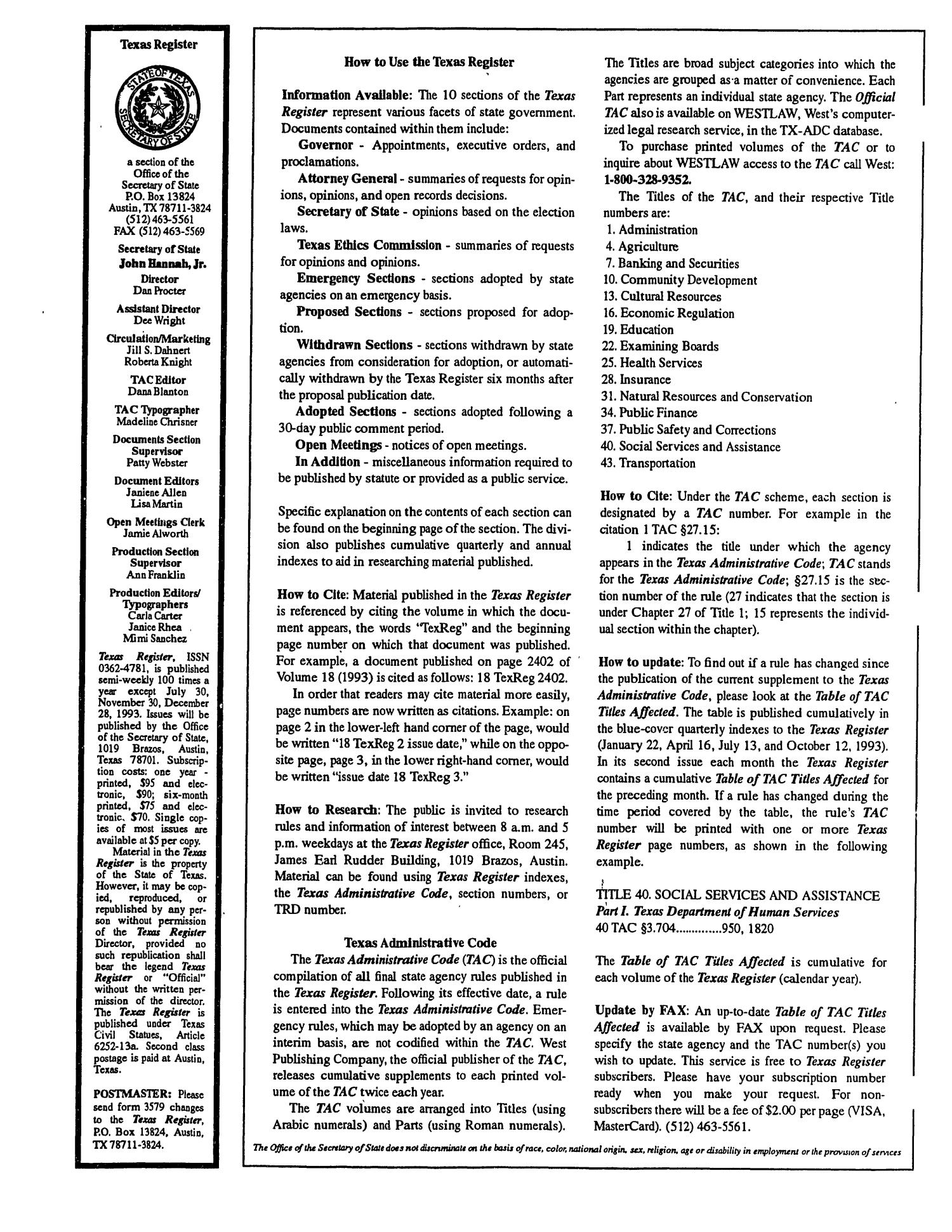 Texas Register, Volume 18, Number 2, Pages 90-185, January 5, 1993
                                                
                                                    None
                                                