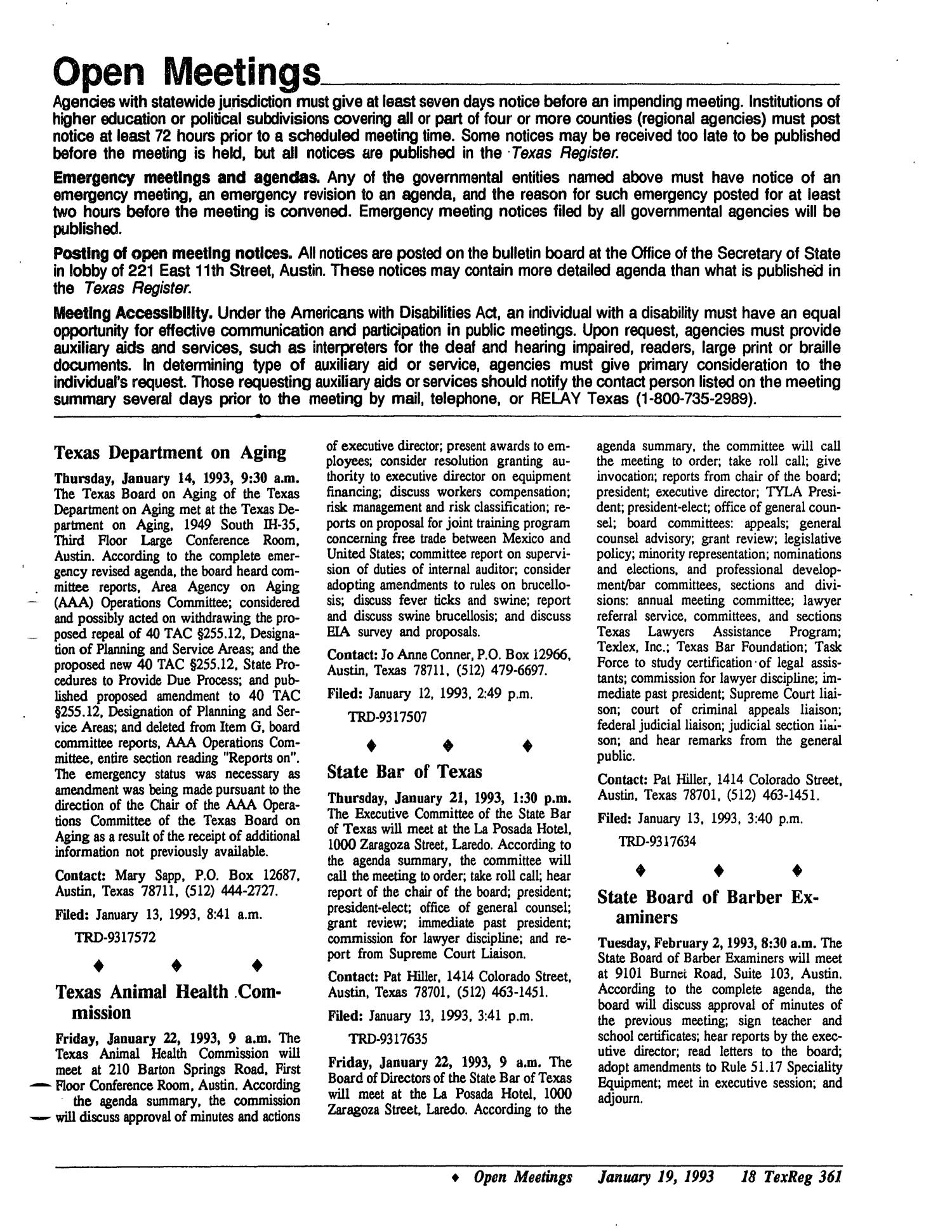 Texas Register, Volume 18, Number 6, Pages 339-381, January 19, 1993
                                                
                                                    361
                                                